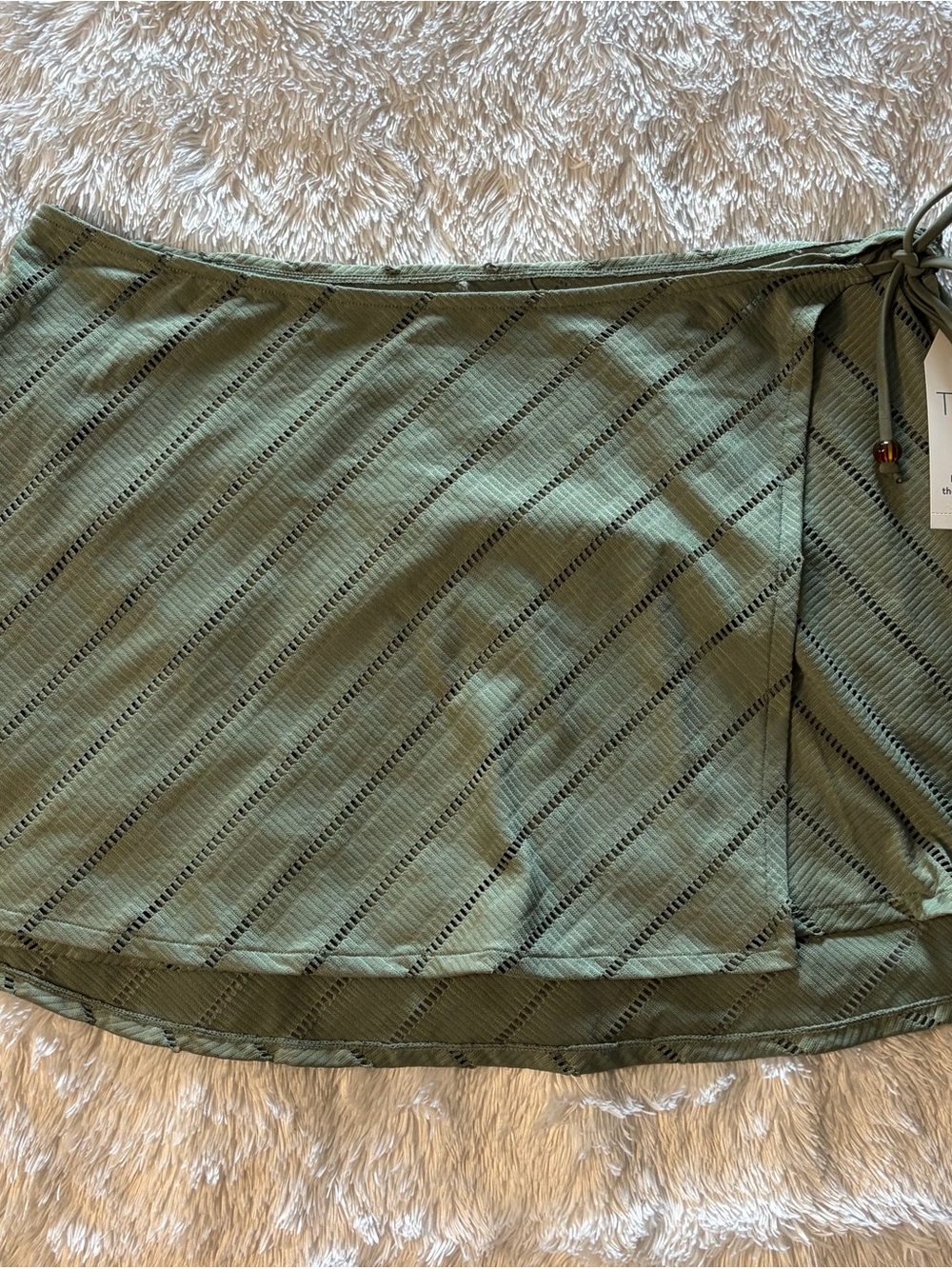 Time and Tru Olive Green Mini Skirt cover up with Tie Waist